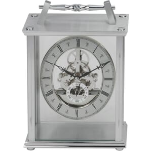 Silver Skeleton Movement Mantel Clock 20cm