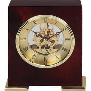 Skeleton Style Movement Piano Wood Mantel Clock 13cm