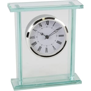 Glass Silver Bezel Mantel Clock 15cm