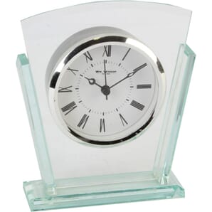 2 Layered Silver Bezel Glass Mantel Clock 13.5cm