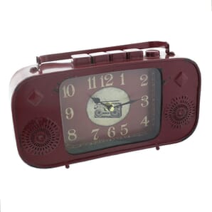 Metal Mantel Clock - Red Radio Arabic Dial 27.5cm