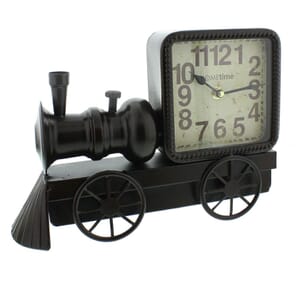 Metal Mantel Clock - Black Locamotive Arabic Dial 31cm