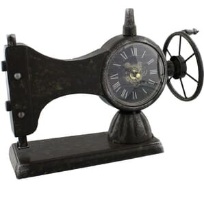 Metal Mantel Clock - Sewing Machine 33.5cm