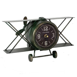 Metal Mantel Clock - Aeroplane Arabic Dial 31.5cm