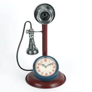 Metal Mantel Clock - Retro Telephone 37cm