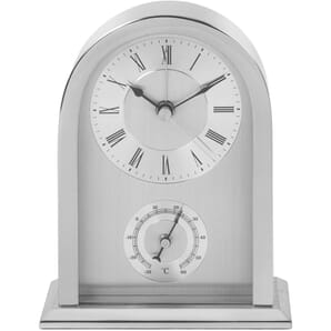 Arched Silver Aluminium Mantel Clock 11cm