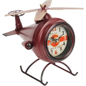 Mantel Clock Red Helicopter 17cm
