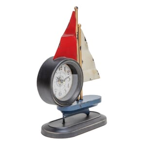 Metal Mantel Clock Sailing Boat 31cm