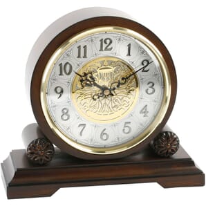 Walnut Westminster Mantel Clock - Barrel shape Arabic Dial 26cm