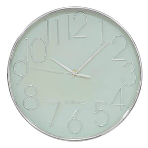 Silver & Sage Green Wall Clock with 3D Dial 30cm