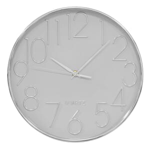 Silver & Cool Grey Wall Clock with 3D Dial 30cm