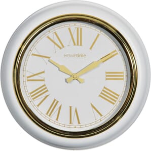 Round Wall Clock White/Gold Bezel Roman 32cm