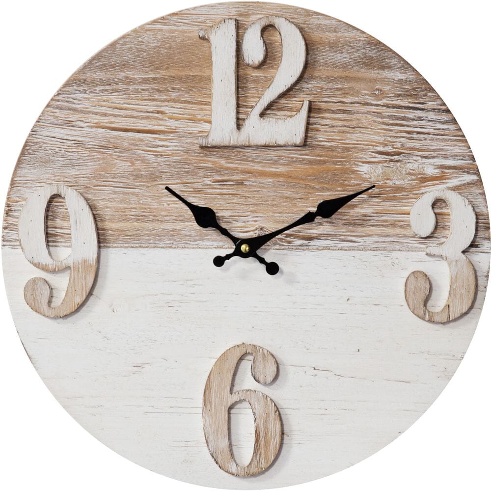 Round Wood Effect Wall Clock Arabic Dial 40cm