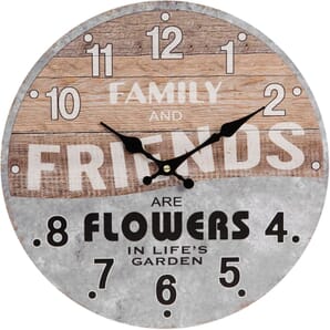 Woodplank Effect Wall Clock Family & Friends 34cm