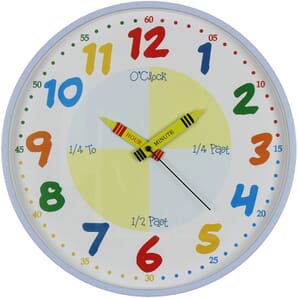 Wall Clock Teach The Time 30cm Blue