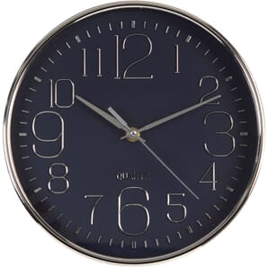 Deep Case Wall Clock Blue Arabic Dial 25cm