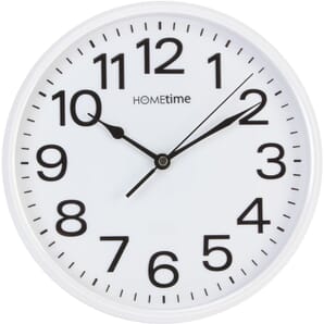 Plastic Wall Clock with Sweep - White 25.5cm