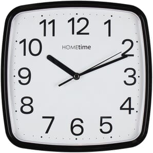 Plastic Wall Clock with Sweep - Black 24cm