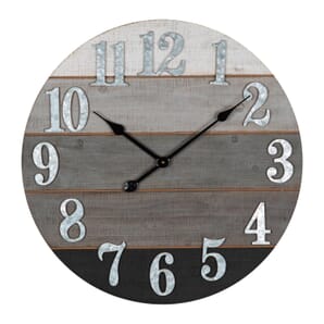 Round Wooden Wall Clock with Metal Numbers 60cm