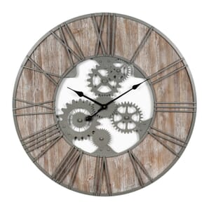 Large Round Metal and Wood Wall Clock 80cm