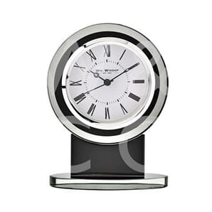 Wm.Widdop Black and Glass Mantel Clock on Stand