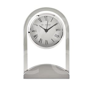 WILLIAM WIDDOP® Arched Glass Silver Mantel Clock