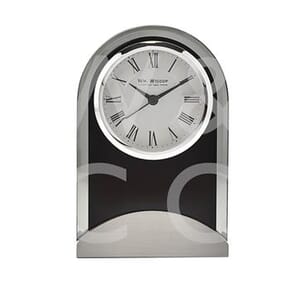 WILLIAM WIDDOP® Arched Glass & Wood Mantel Clock