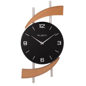 Wm. Widdop Natural Wood and Metal Wall Clock - Black Dial