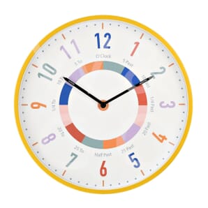Hometime Kid's Tell The Time Wall Clock - Ochre 30cm