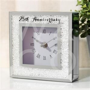 Celebrations Crystal Border Mantel Clock - 25th Anniversary